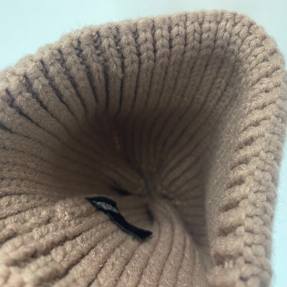 Steve Madden Womens Tan Knit Beanie With Pom, One Size - Picture 4 of 7